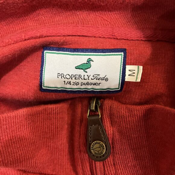 Properly Tied Sweater Women's M Red 1/4 Zip Pullover Knit Embroidered Logo - Picture 5 of 5